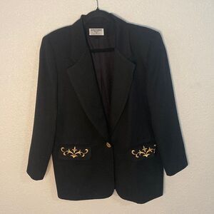 Alfred Dunner- Black blazer with gold embroidery pockets- Size 10P